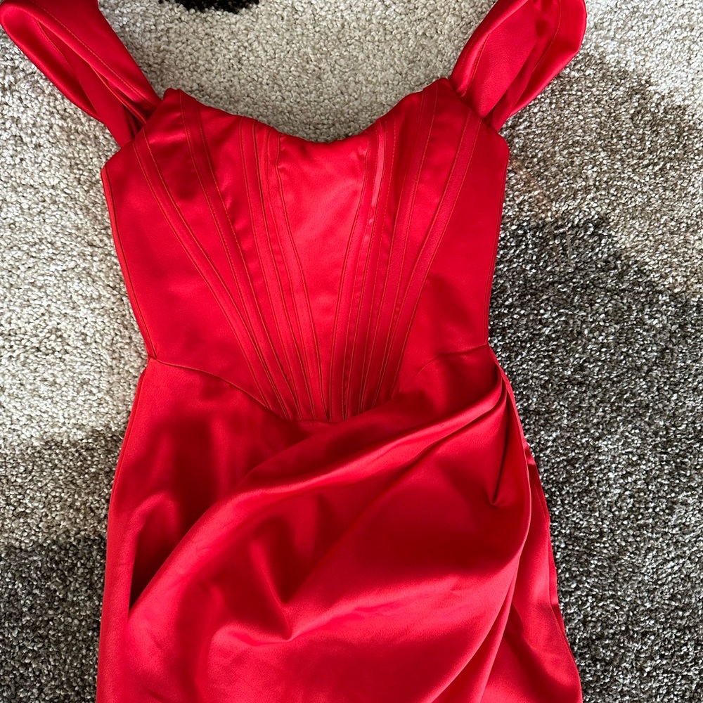 House of cb Loretta Off the Shoulder Satin Corset Dress - Picture 8 of 11